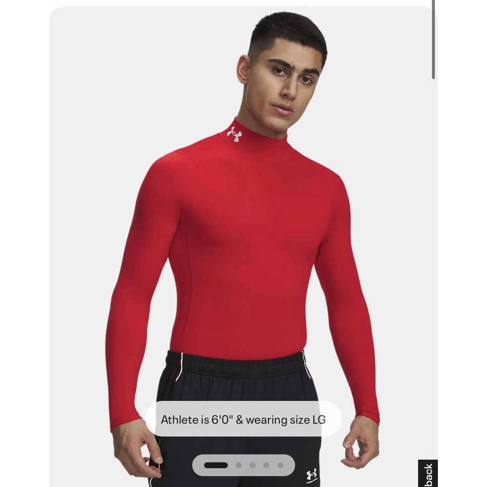 Men's Under Armour Cold Gear Compression‎ Mock Long Sleeve Red - Size XL